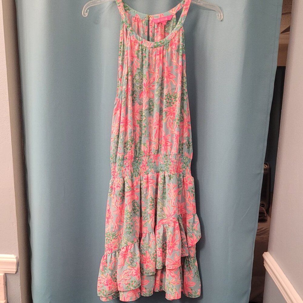 EUC Lilly Pulitzer Floral Tiered Ruffle Dress – Size 14